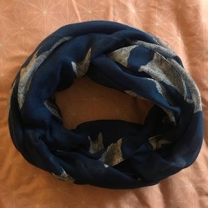 Blue, circle, cat print scarf